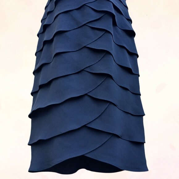 Adrianna Papell Women Black Lined Ruffle Tiered Cocktail Evening Midi Dress S6 - Picture 4 of 10